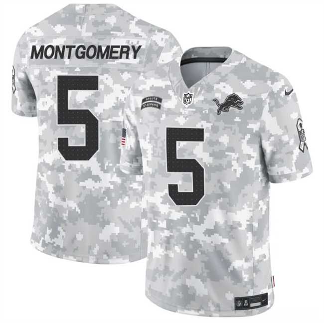 Men%27s Detroit Lions #5 David Montgomery 2024 F.U.S.E Arctic Camo Salute To Service Limited Stitched Football Jersey Dzhi